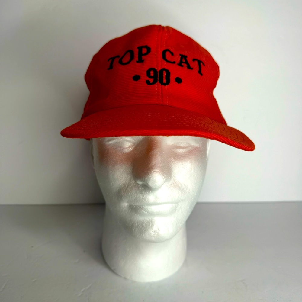 Reynolds Vintage Florescent Orange‎ Baseball Trucker Hat “TopCat 90” Adjustable